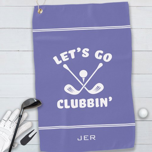 Funny Modern Golf Club Humor Golfer Pro Periwinkle Golf Towel