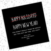 Funny Modern Happy New Year Black Holiday Card