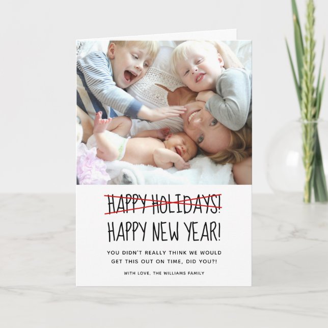 Funny Modern Happy New Year Holiday Card (Front)