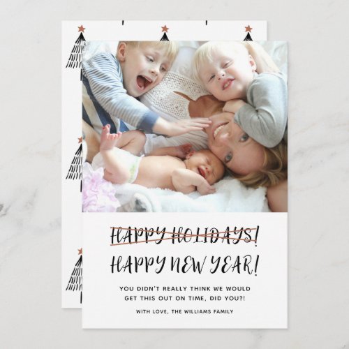 Funny Modern Happy New Year Photo Holiday Card