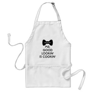 Funny Modern Mr Good Looking Bowtie Kitchen Grill Adult Apron