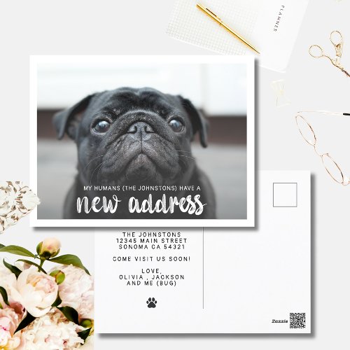 Funny Modern New Address Pet Dog Photo Postcard
