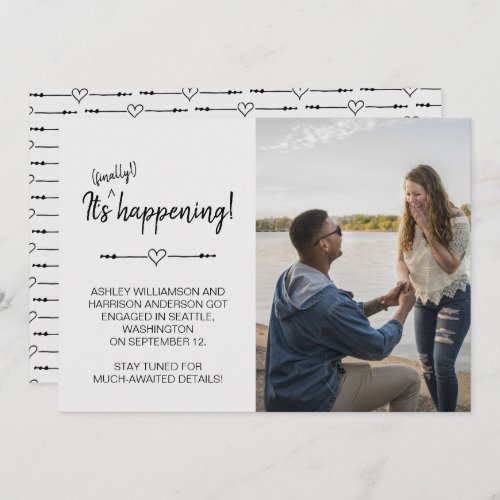 Funny Modern Photo Finally Happening Engagement  Invitation