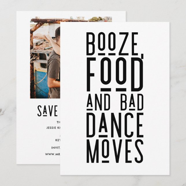 Funny Modern Photo Wedding Save the Dates Announcement (Front/Back)