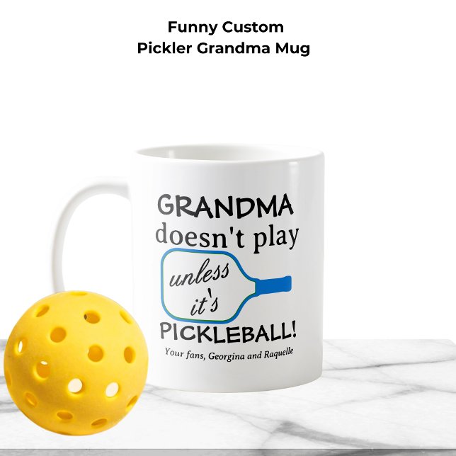 Funny Modern Pickleball Grandma Custom Typography Coffee Mug (Funny Custom Typography Pickler Grandma Mug)