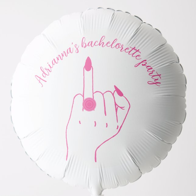 Funny Modern Pink Bachelorette Bride Ring Finger Balloon (Front)