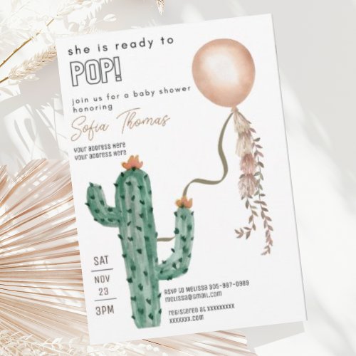 Funny Modern Ready to Pop Ballon Baby Shower  Invitation