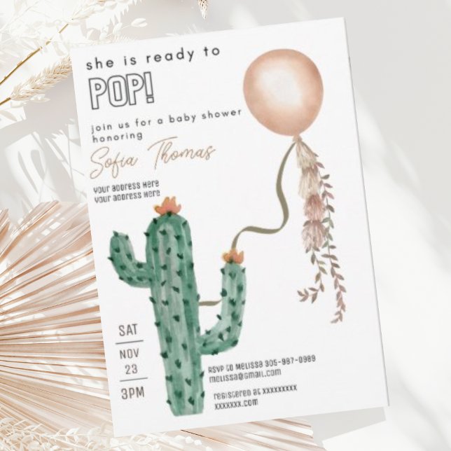 Funny Modern Ready to Pop Ballon Baby Shower  Invitation (Creator Uploaded)