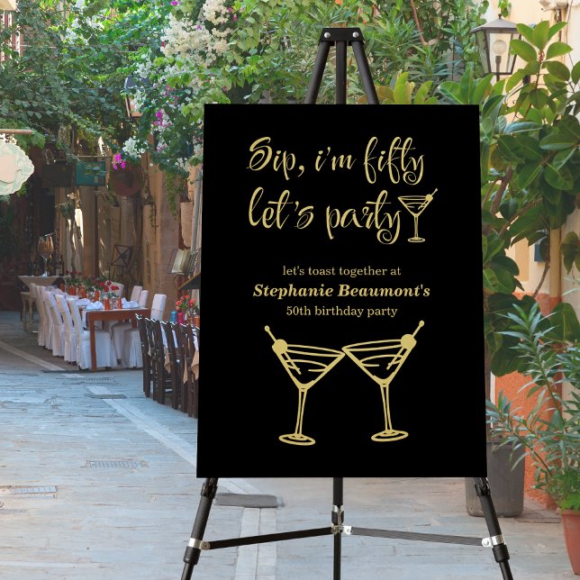 Funny Modern Sip I'm Fifty Woman's 50th Birthday Foam Board (Creator Uploaded)