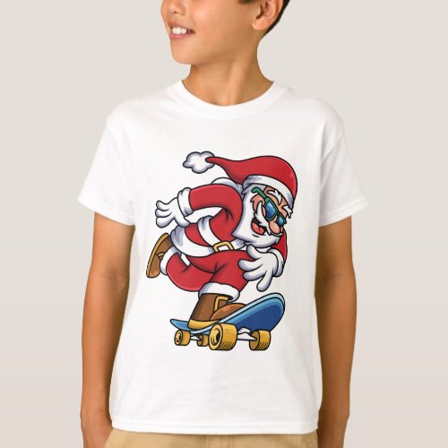 Funny Modern Skateboarding Santa Christmas Holiday T_Shirt