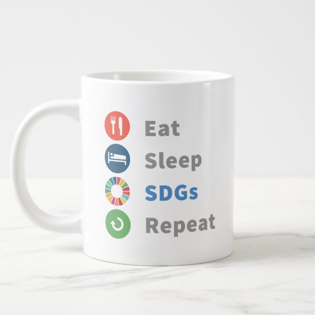Funny Modern Trendy Sustainability Goals Giant Coffee Mug (Left)