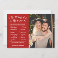 Funny Modern Twelve Days of Corona Red Photo Holiday Card