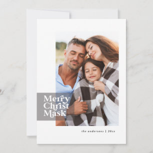 Funny modern typography covid christ mask photo holiday card