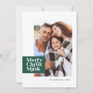 Funny modern typography covid christ mask photo holiday card