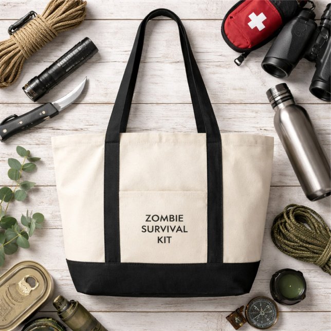 Funny Modern Typography Minimalist Large Tote Bag (Creator Uploaded)