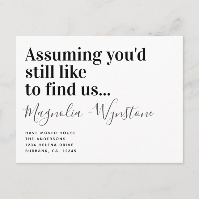 Funny Modern Typography Moving House Announcement Postcard (Front)