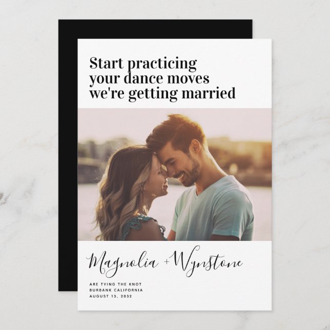 Funny Modern Typography Photo Wedding Save The Date (Front/Back)
