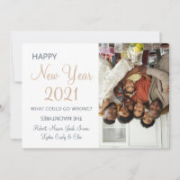 Funny Modern What Could Go Wrong New Years Holiday Card