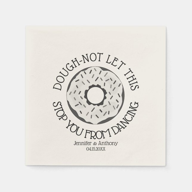 Funny Modern White Glazed Donut Treat Wedding Napkins (Front)