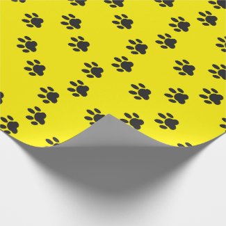 Funny Modern Yellow With Black Paw Prints  Cartoon