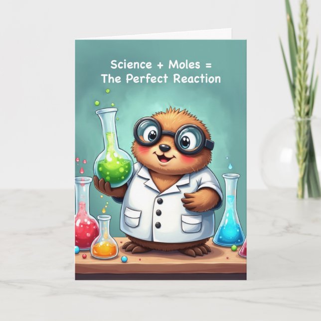 Funny Mole Day Science With Perfect Reaction Card (Front)