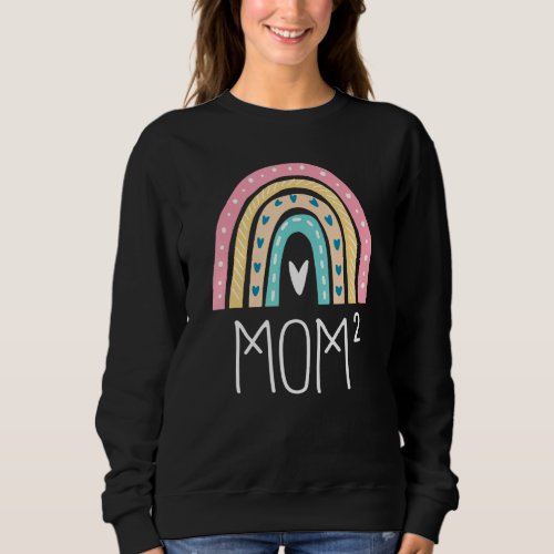 Funny Mom2 Rainbow  Twin Mom Mama Of Two Sweatshirt