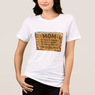 Funny Mom Beach Design – Powered by Snacks Fueled  Tri-Blend Shirt