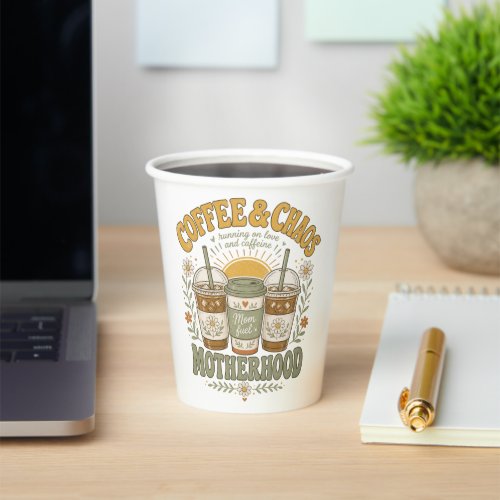 Funny Mom Coffee Floral Illustration Paper Cups