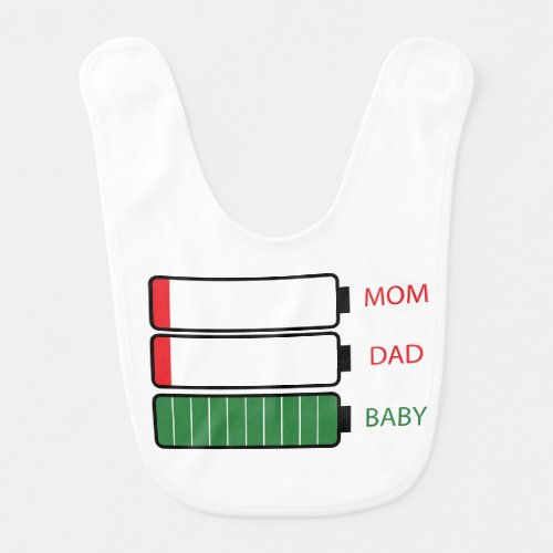 Funny Mom Dad Baby Energy Batteries Baby Bib