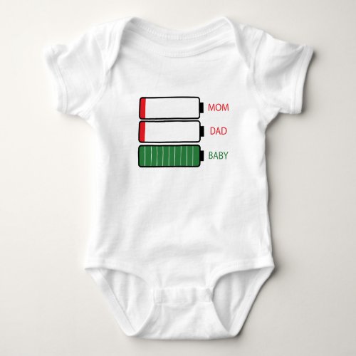 Funny Mom Dad Baby Energy Batteries Baby Bodysuit