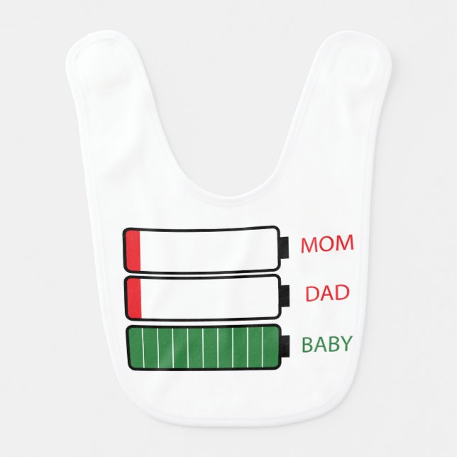 Funny Mom Dad Baby Energy Batteries Bib (Front)