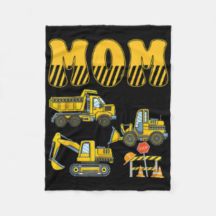 Funny Mom Dad Construction Excavator Kids Boy Fami Fleece Blanket