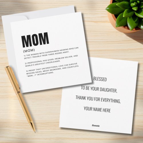 Funny Mom Definition Greeting Holiday Card