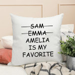 Funny Mom Favorite Kid Names Mothers Day Throw Pillow<br><div class="desc">This is a Personalized Funny Throw Pillow for your Mom or Dad. To Give them on Mothers Day,  Birthday or anniversary day. best funny Personalized Throw Pillow for mom Favorite kids.</div>