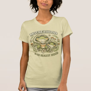 Funny Mom Frog Tee Motherhood is the Realest Hood