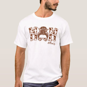 Funny Mom Life Cow Messy Bun Hair Bandana Farm Lif T-Shirt