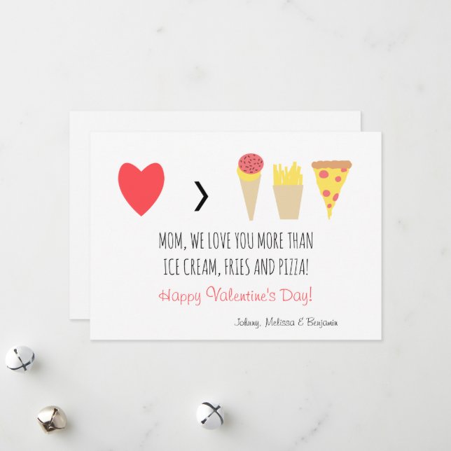 Funny Mom Love You More Red Heart Valentine's Day Holiday Card (Front/Back In Situ)