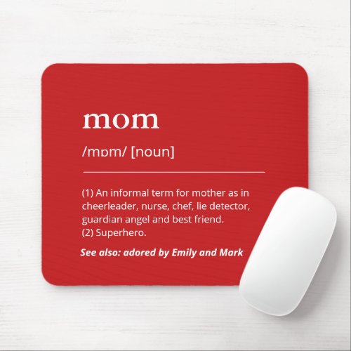 Funny Mom Mommy Definition Red Minimalist Mouse Pad