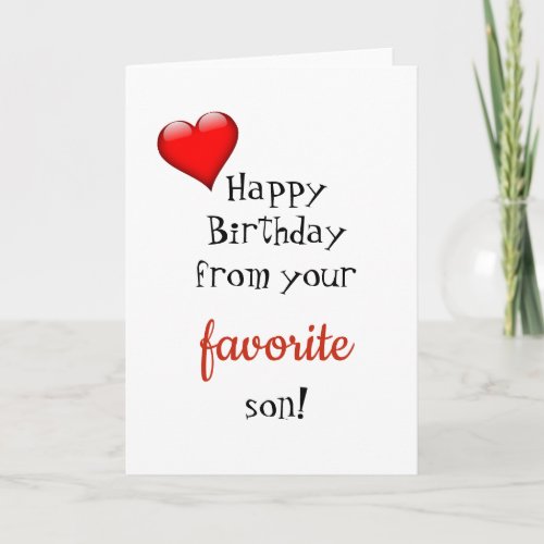 Funny Mom Mother Birthday Card From Favorite Son