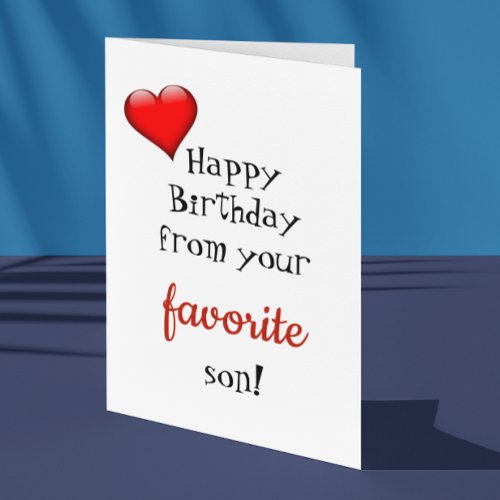 Funny Mom Mother Birthday Card From Favorite Son