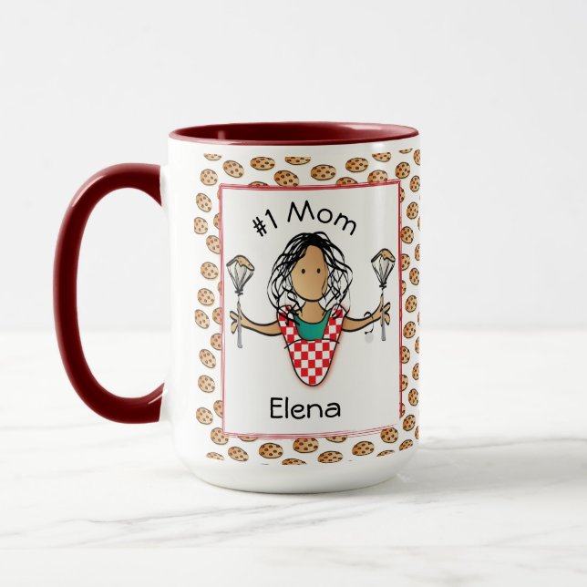 Funny Mom Mother Ethnic Female Cartoon Coffee Mug (Left)