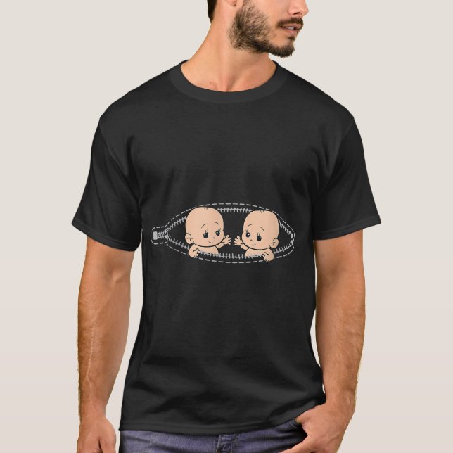Funny Mom Of Twin Pregnancy Announcement T-Shirt (Front)