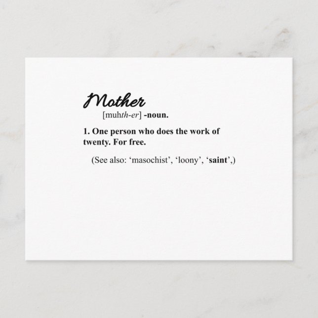 FUNNY MOM QUOTES Happy Mothers Day Mum Cool Mom Postcard (Front)