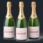 Funny Mommin' Isn't Easy Mother's Day Sparkling Wine Label<br><div class="desc">All moms know - "mommin' isn't easy". These labels feature mauve & rose gold glitter text and a mix of script & print fonts. The glitter is simulated in the printing process - this is NOT actual messy glitter. Great for a mother's day brunch or party, or to gift bottles...</div>