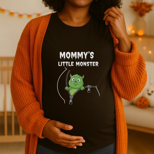 Funny Mommy Little Monster Peekaboo Pregnant T-Shirt (Creator Uploaded)