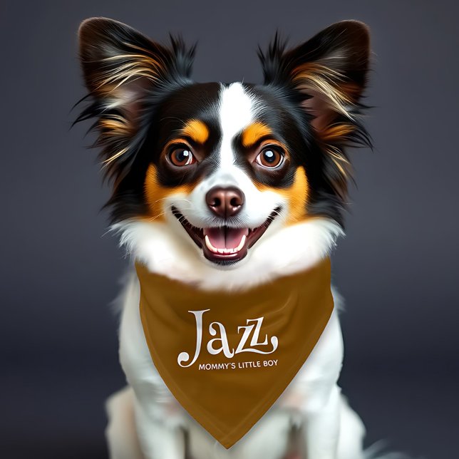 Funny Mommy's Little Boy Pet Bandana Collar (Papillon Mommy's Little Boy Bandana Cover Photo (close cropped))