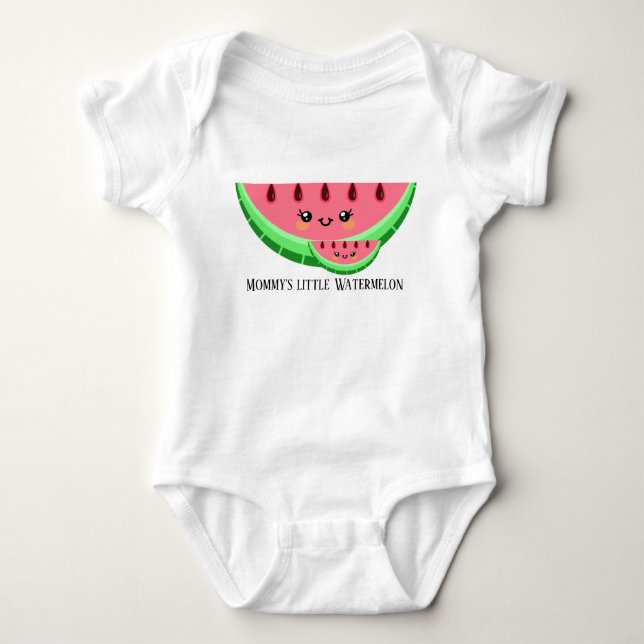 funny Mommy's little watermelon fruit Baby Bodysuit (Front)
