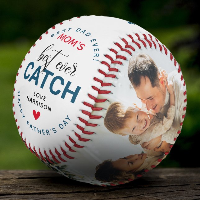 Funny 'Mom's Best Ever Catch' Father's Day Cute Baseball (Creator Uploaded)