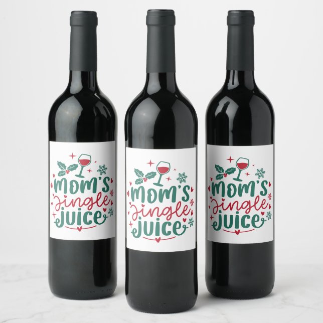 funny Mom's jingle juice word art Christmas Wine Label (Bottles)