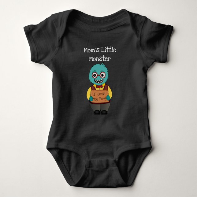 Funny Mom's Little Monster Baby Bodysuit (Front)